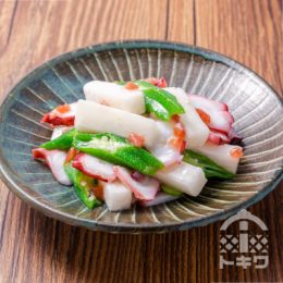 たこと長芋とオクラの梅肉和え