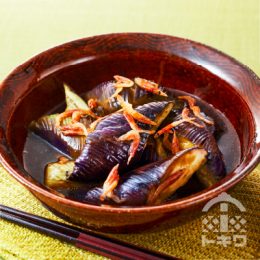 秋なすと干しエビの煮物