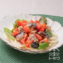 サバ缶とトマトのサラダうどん