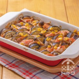 なすと鮭のみそだれ焼き
