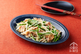 豚肉ともやしニラの中華炒め